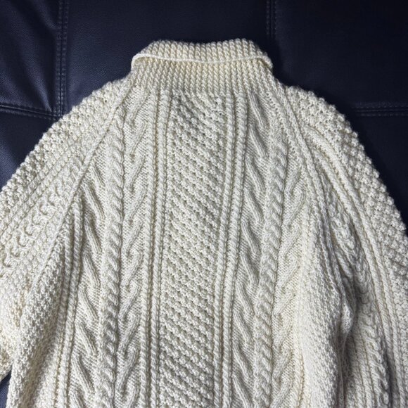 Vintage Rossan Knitwear Women's Cardigan Sweater White Cable Handknit Size XL - Picture 4 of 12